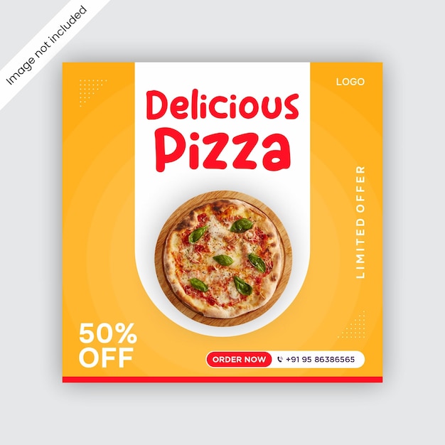 Comida de pizza e modelo de design de postagem do instagram