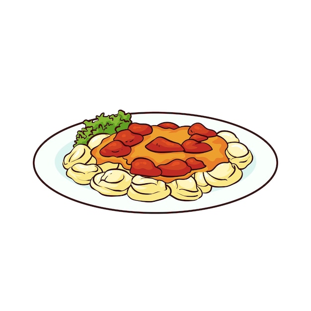 comida de tortellini desenhada de mão 1