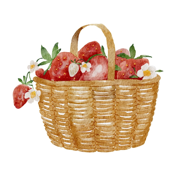 Vetor comida de verão de frutas de morango em aquarela