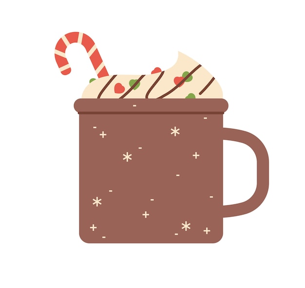 Comida doce de chocolate ilustração vetorial simples de chocolate quente de natal