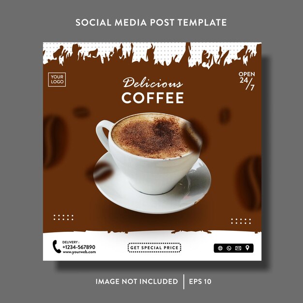 comida e bebidas restaurante e café promoção venda mídia social post ou modelo de folheto