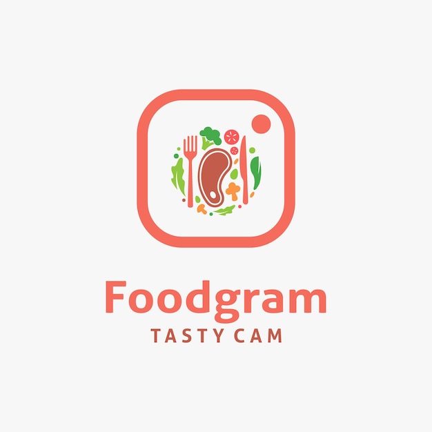 Vetor comida e câmera para design de logotipo de vlogger de comida