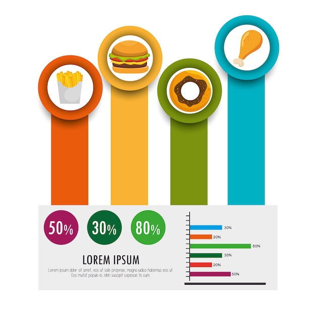 Vetor comida infográfico ícones vetoriais ilustração eps 10