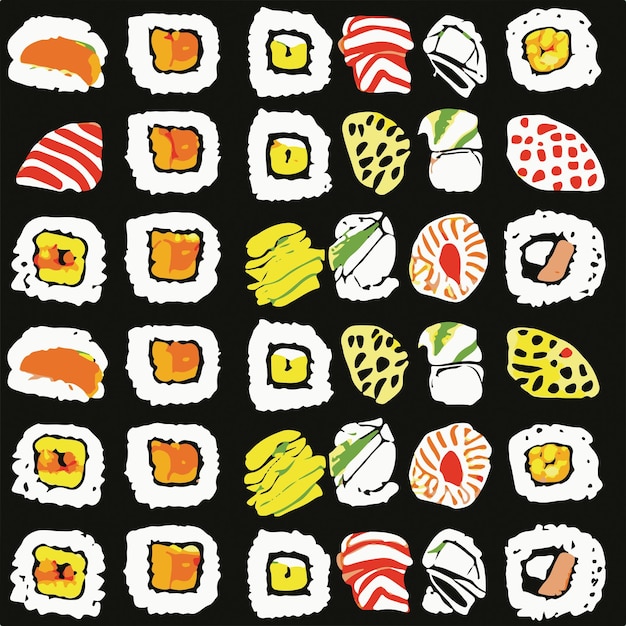 Comida Japonesa Sushi Padrão Sushi Ilustração Vetorial Minimalista