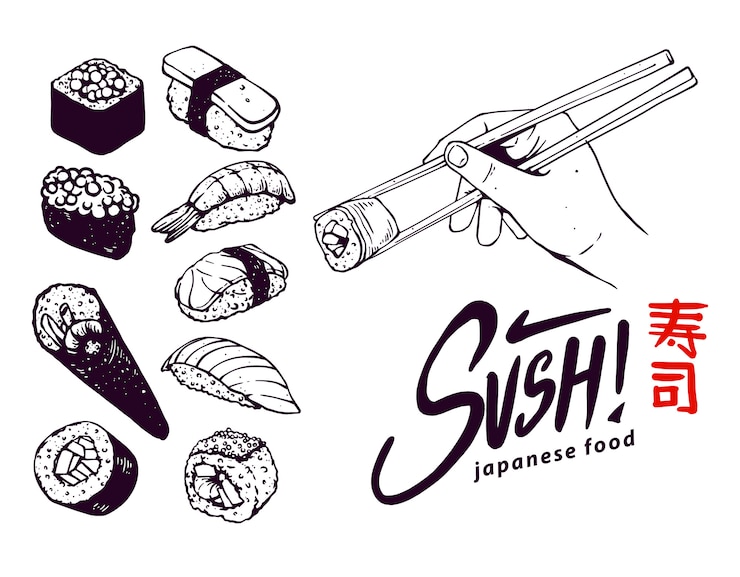 Vetor comida japonesa (sushi)