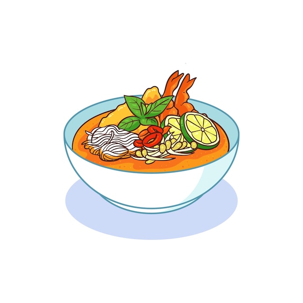 comida laksa desenhada à mão