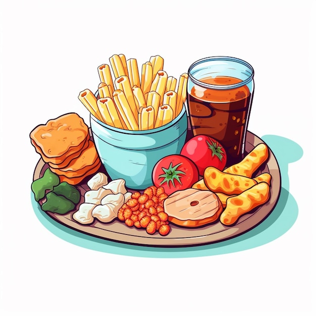 Vetor comida lanche ilustração vetor comer conjunto ícone isolado doce sobremesa beber chocolate doce