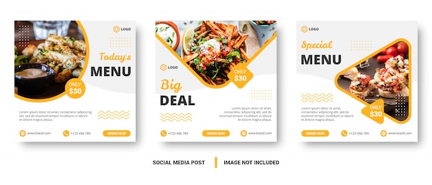 Comida menu banner mídia social post.