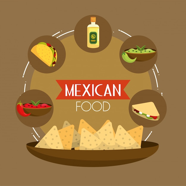 Comida mexicana tacos com tequila e abacate