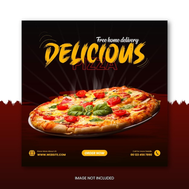 Vetor comida promoção de mídia social pizza oferta de venda facebook instagram design de postagem