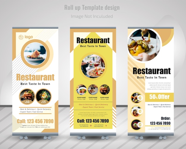 Comida roll up banner design para restaurante