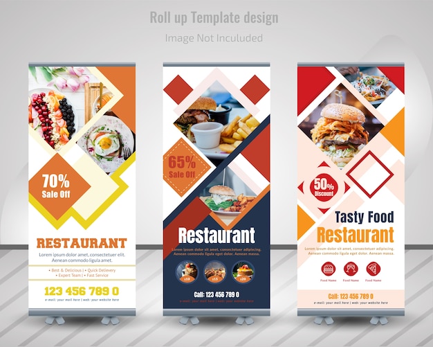 Comida roll up banner design para restaurante