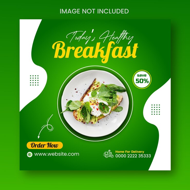 Comida saudável e banner de mídia social de vegetais promocionais Modelo de design de postagem do instagram