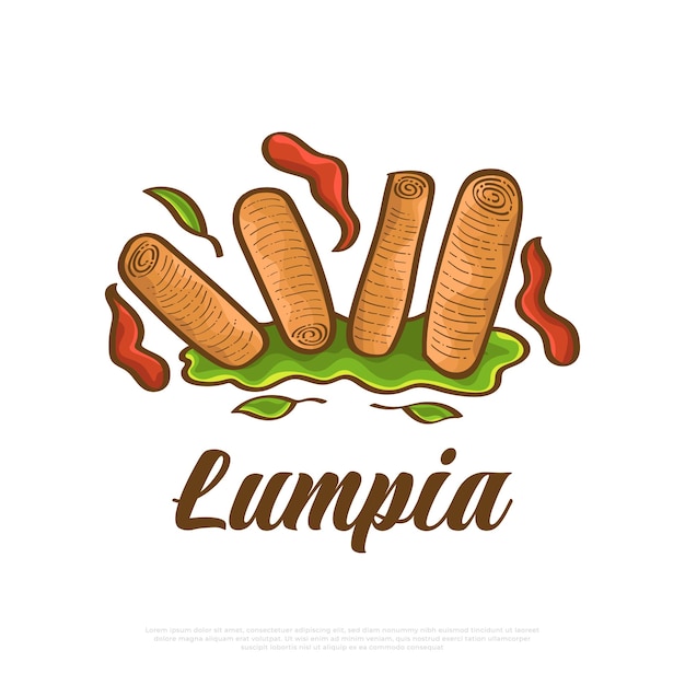 Vetor comida tradicional lumpia da indonésia ilustração de lanche indonésio