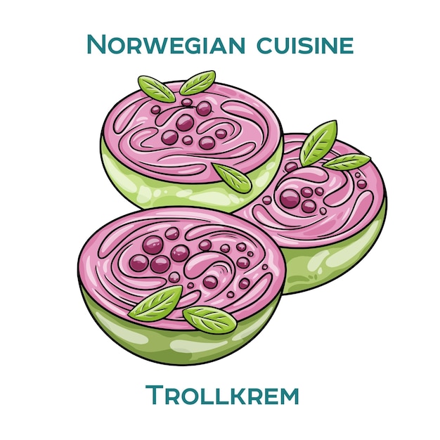 Vetor comida tradicional norueguesa trollkrem em fundo branco ilustração vetorial isolada