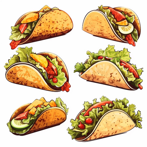 Comida vetorial taco mexicano ilustração design méxico tortilla restaurante fundo gráfico