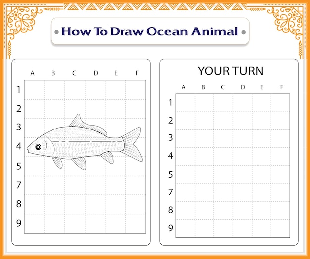 Como desenhar animais do oceano para colorir para crianças vetor premium