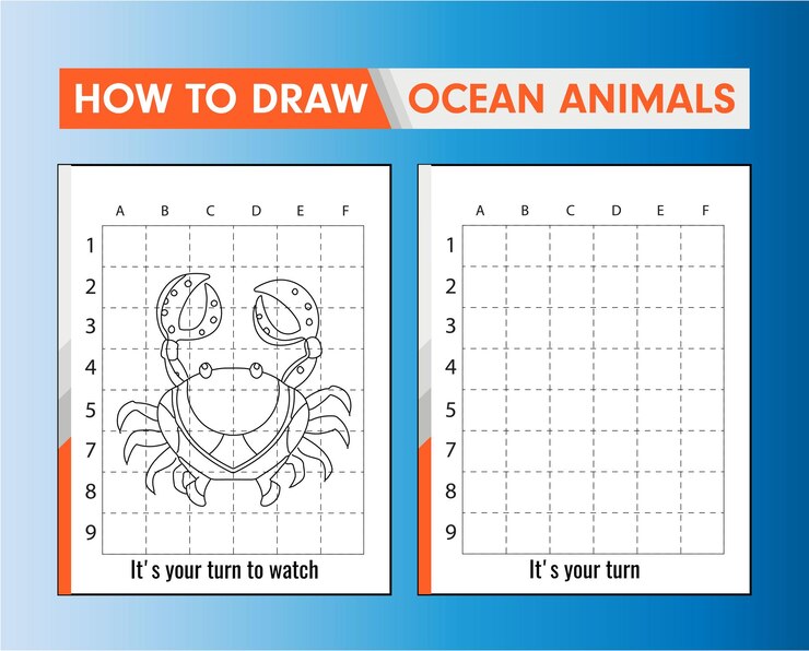 Vetor como desenhar desenhos de animais do oceano caranguejo para colorir para crianças