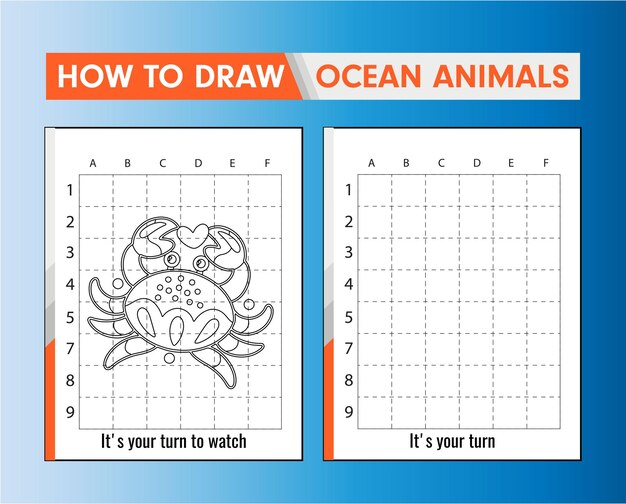 Como desenhar desenhos de animais do oceano caranguejo para colorir para crianças