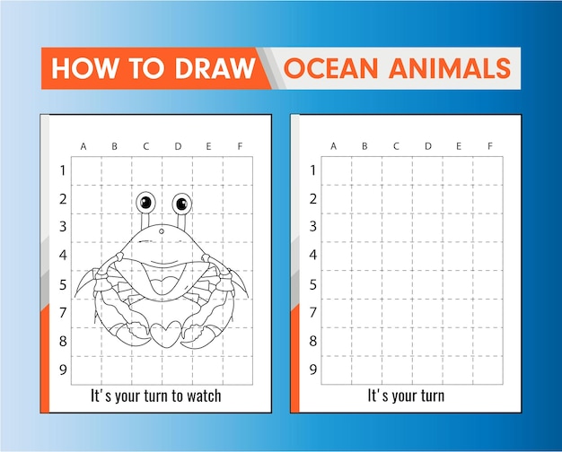 Como desenhar desenhos de animais do oceano caranguejo para colorir para crianças