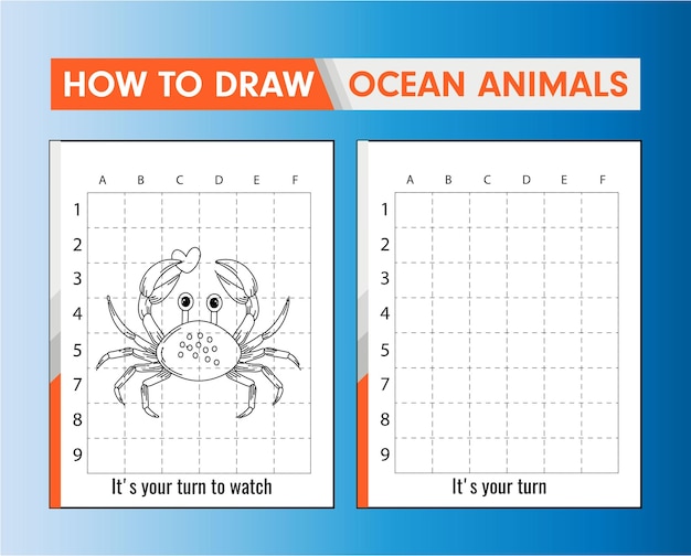 Como desenhar desenhos de animais do oceano caranguejo para colorir para crianças