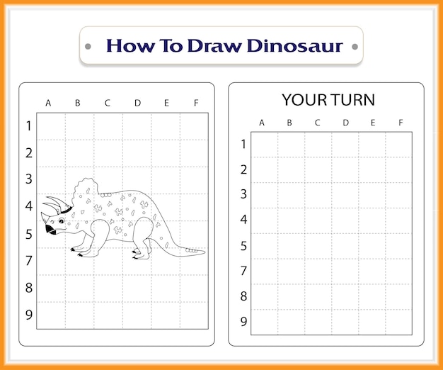 Como desenhar dinossauro para crianças vetor premium