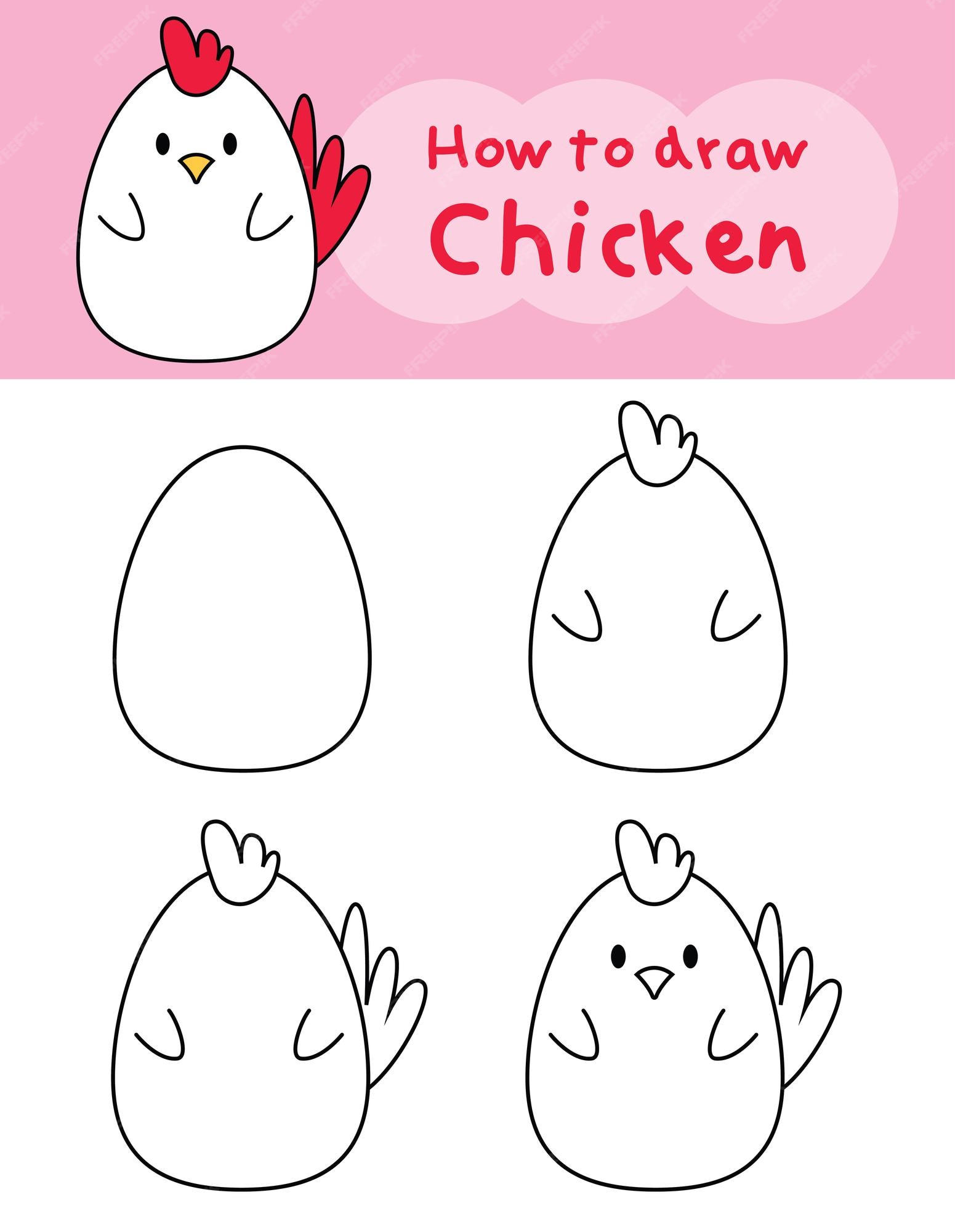 COMO DESENHAR UMA GALINHA FÁCIL - HOW TO DRAW A CHICKEN EASY 