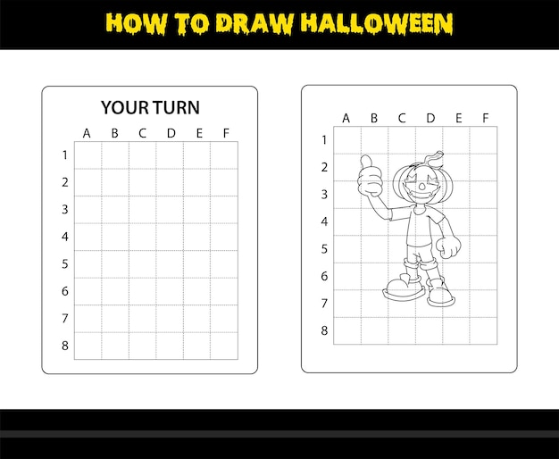 Como desenhar halloween para crianças página para colorir de habilidade de desenho de halloween para crianças