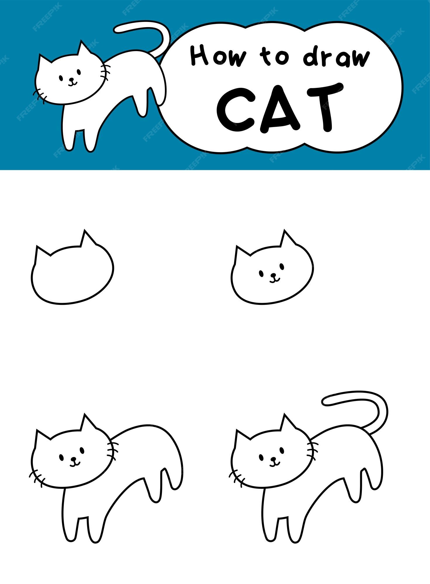 Como desenhar um gato de desenho animado