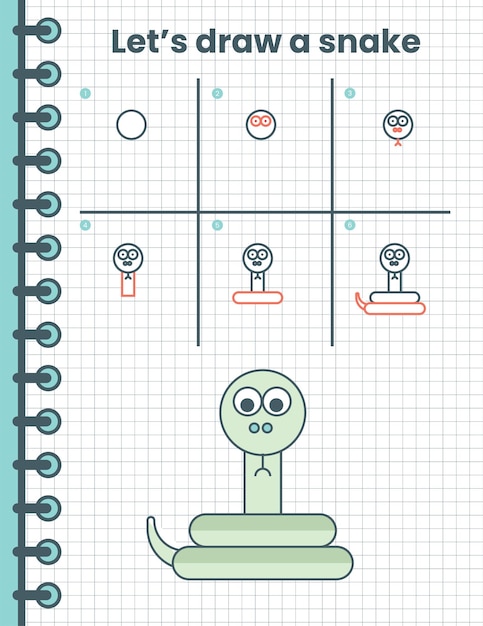 Como desenhar uma cobra FACIL passo a passo para crianças e