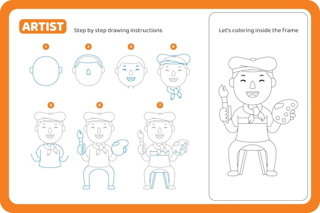 Como desenhar vetor de tutorial de profissão de artista