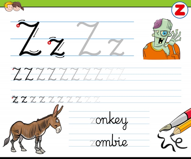 Como escrever a folha de cálculo da letra z para crianças
