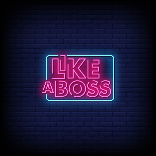 Vetor como um texto de estilo boss neon signs