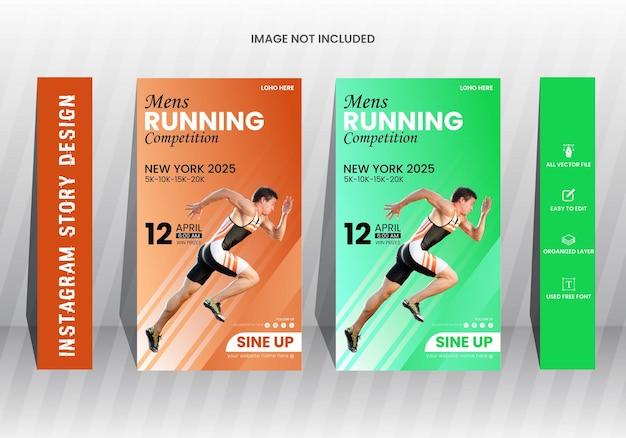 competição de corrida instagram story design banner quadrado esportivo