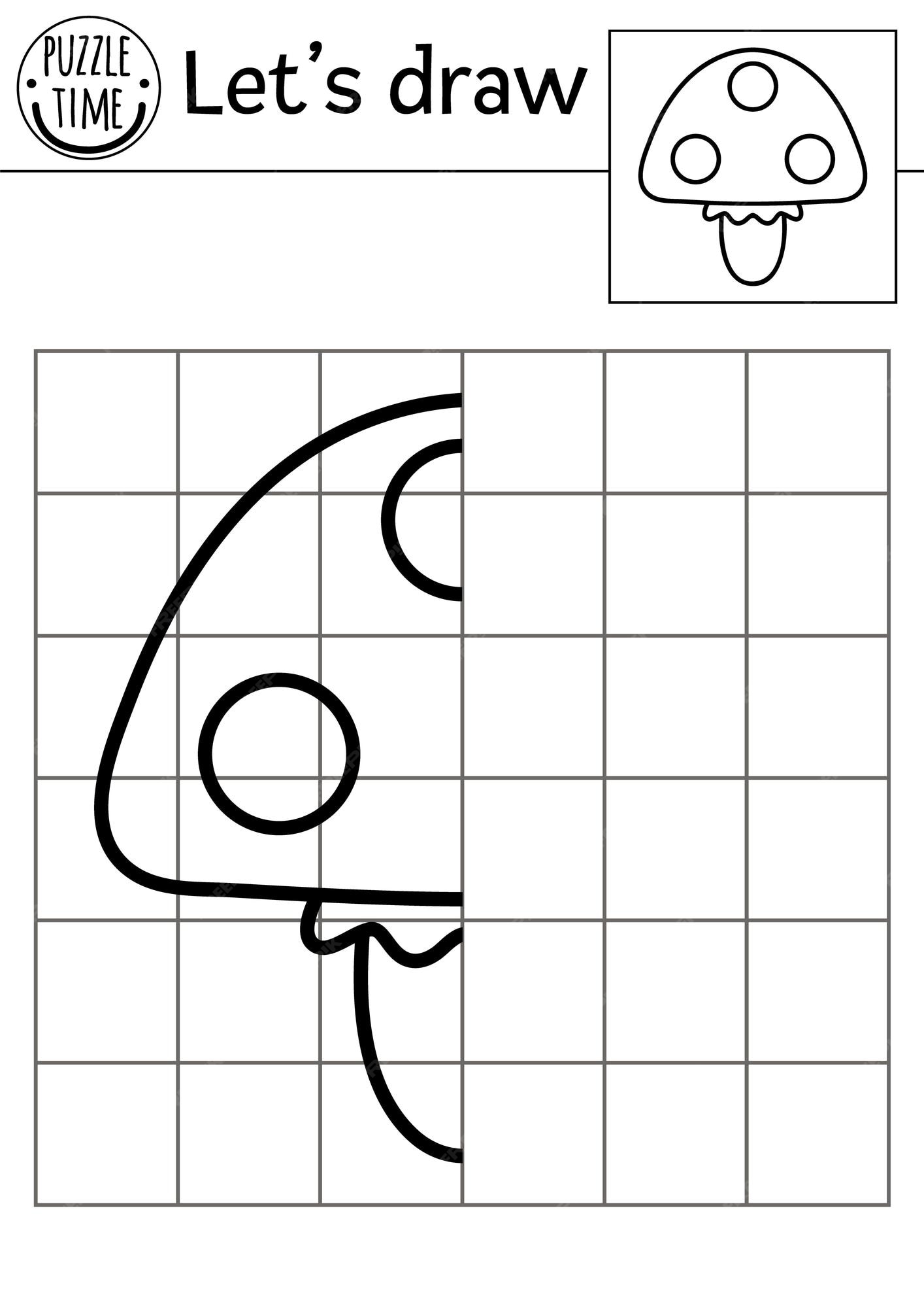 Complete a planilha de prática de desenho de outono de cogumelos