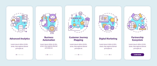 Componentes de consultoria digital integrando a tela da página do aplicativo móvel com conceitos