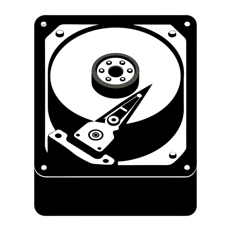 Vetor componentes de hardware de computador partes e dispositivos com dispositivos de armazenamento design de estilo vetorial
