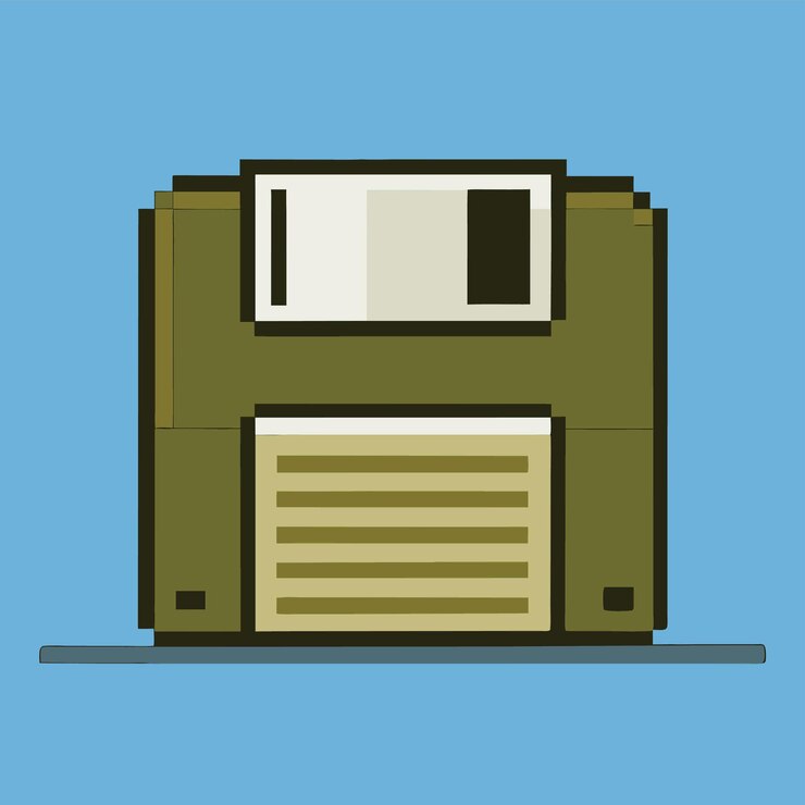 Vetor componentes de hardware de computador partes e dispositivos com ilustração de estilo vetorial de disquete