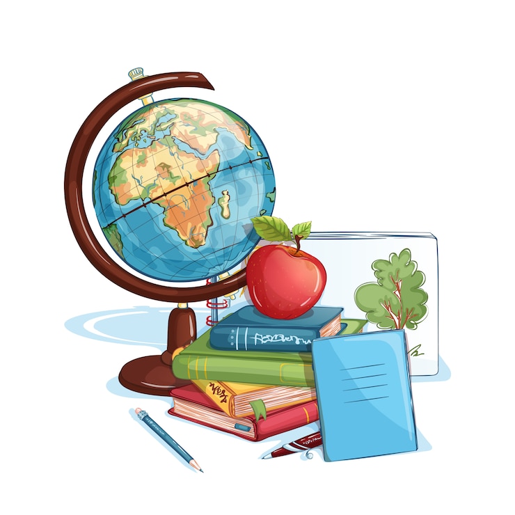 Composição com material escolar