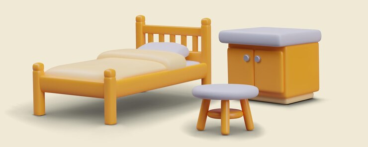 Vetor composição com móveis para quarto de estar em cores amarelas