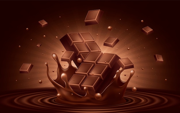 Composição de alimentos de chocolate em estilo realista