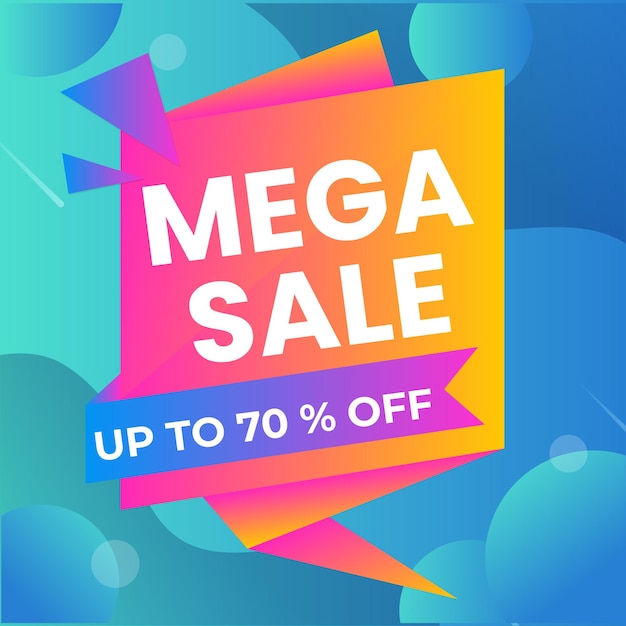 Composição de banner de mega venda moderna com padrão de fundo de desconto plano vetor abstrato