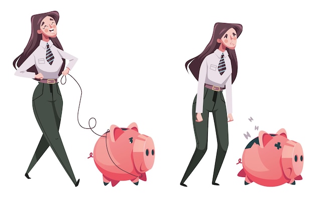 Composição de conceito de sucesso e falha de inicialização de negócios Ilustração de elemento de design gráfico