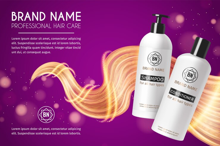 Vetor composição de cuidados com o cabelo em estilo realista