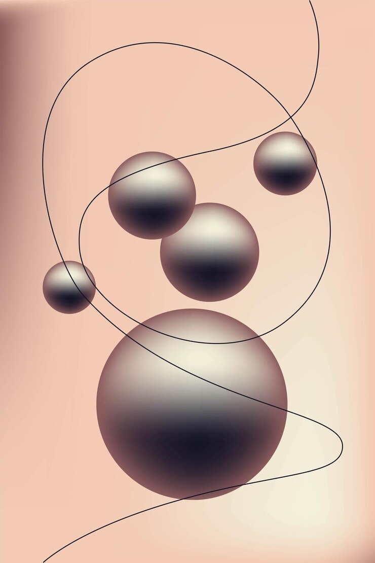 Vetor composição de formas abstratas elementos botânicos gradiente cor marrom minimalismo desenhado à mão