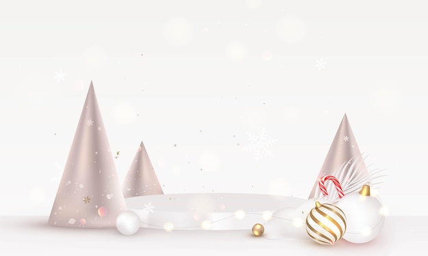 Composição de natal com árvore de natal decorativa modelo de ano novo maquete de cena palco