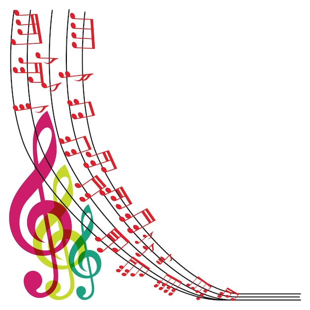 Vetor composição de notas musicais ilustração vetorial de fundo do tema musical