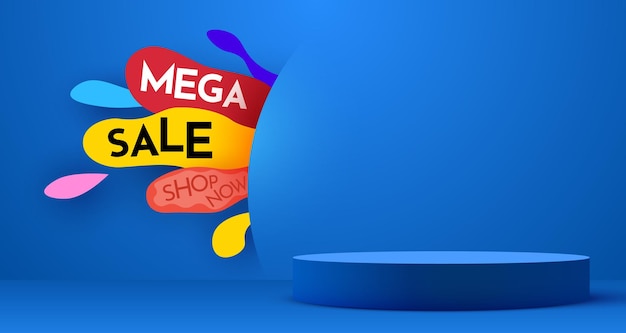 Composição de oferta especial de pódio de venda com desconto colorido