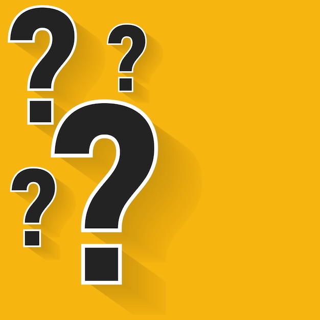 Composição de pontos de interrogação em fundo amarelo