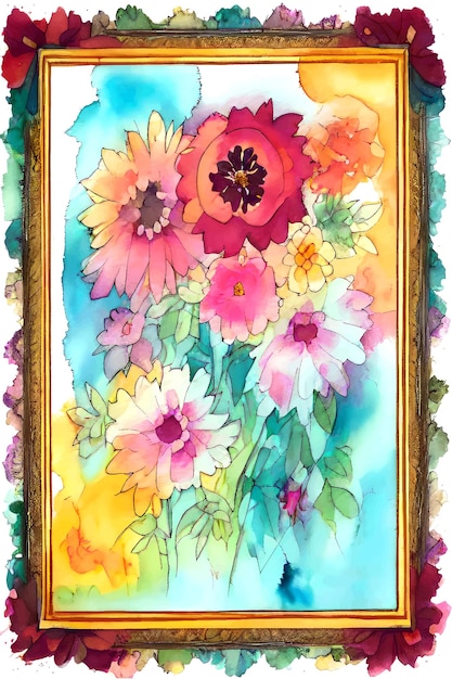 Vetor composição floral em aquarela